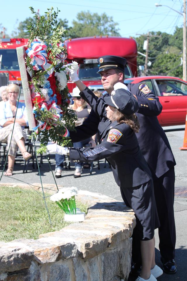 Flower placed for Ladies Auxiliary members by Maggie Mills.

Memorial Service NFD. September 9, 2012. Photo by Vincent P. Tuzzolino